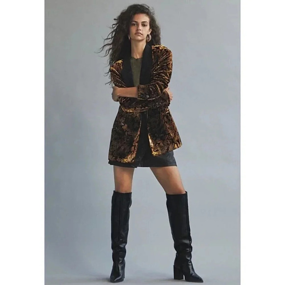 NWT Free People Nicolette Velvet Floral Blazer Oversized Boyfriend Jacket XS - Picture 4 of 17